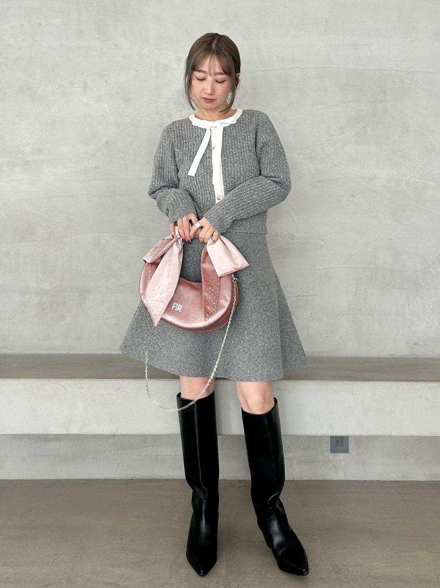 FURFUR「【WEB・一部店舗限定カラー】ボウタイトリムニットセットアップ」|ワンピース|