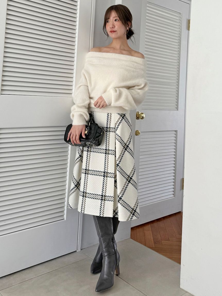 SNIDEL「Sustainableロービングチェックミドルスカート」|スカート|