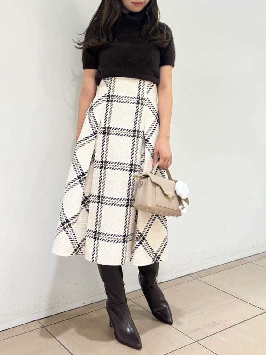 SNIDEL「Sustainableロービングチェックミドルスカート」|スカート|