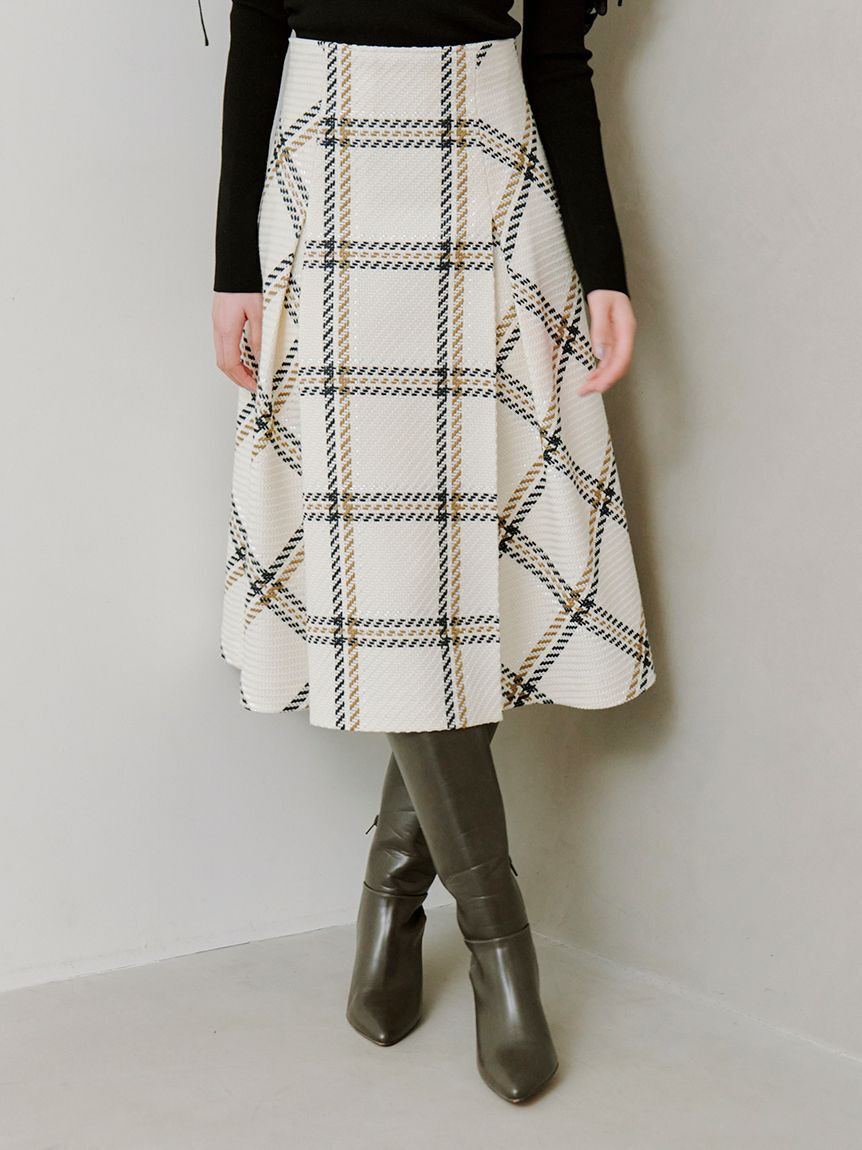 SNIDEL「Sustainableロービングチェックミドルスカート」|スカート|