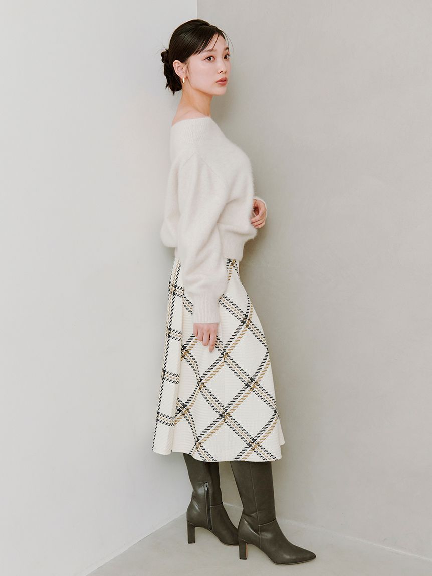 SNIDEL「Sustainableロービングチェックミドルスカート」|スカート|