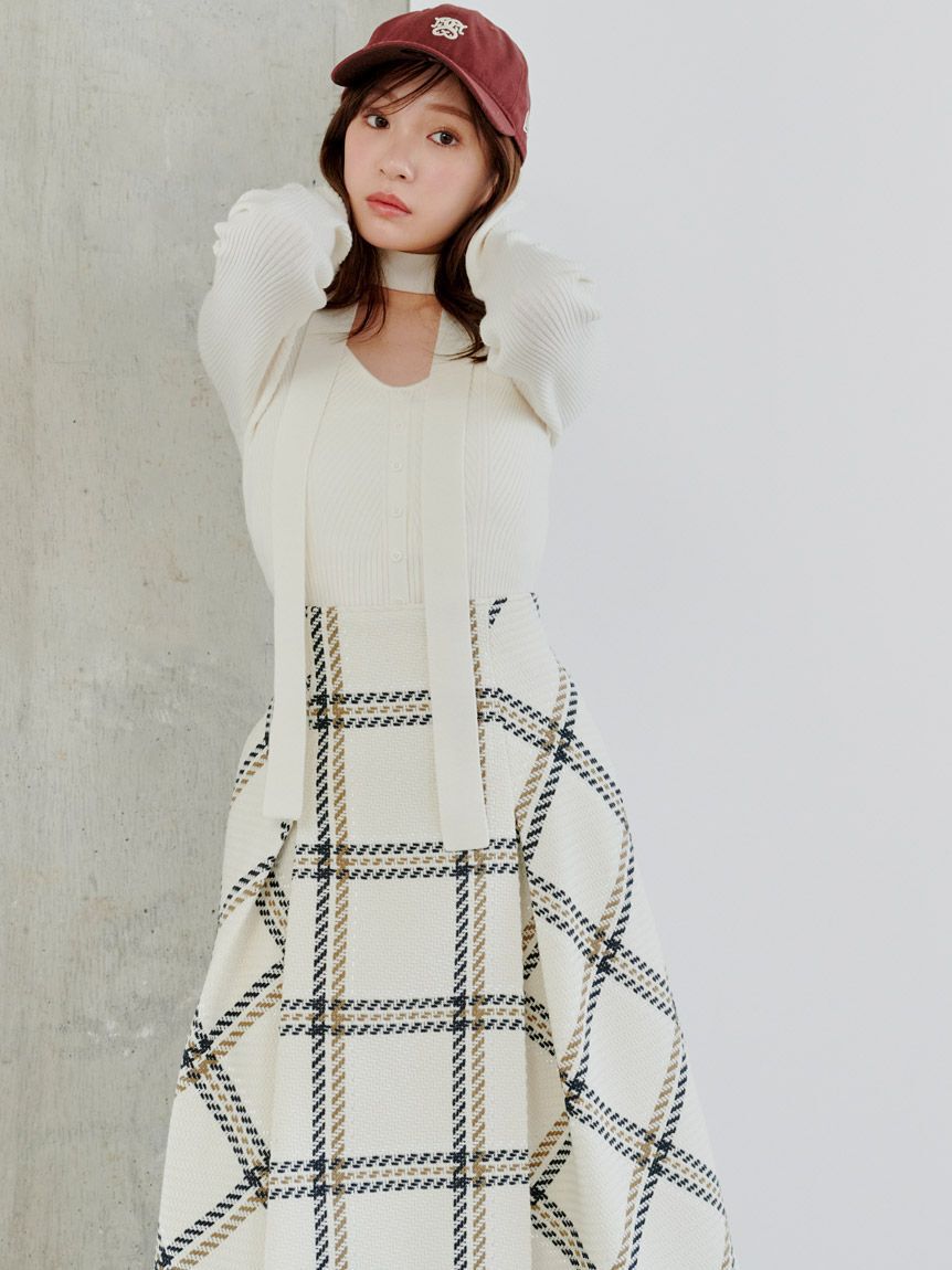 SNIDEL「Sustainableロービングチェックミドルスカート」|スカート|