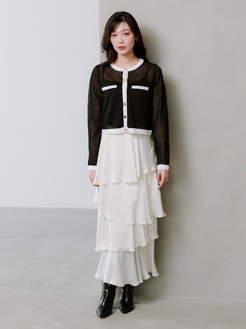 SNIDEL「Sustainableメタルボタンシアーカーディガン」|ニット・セーター|