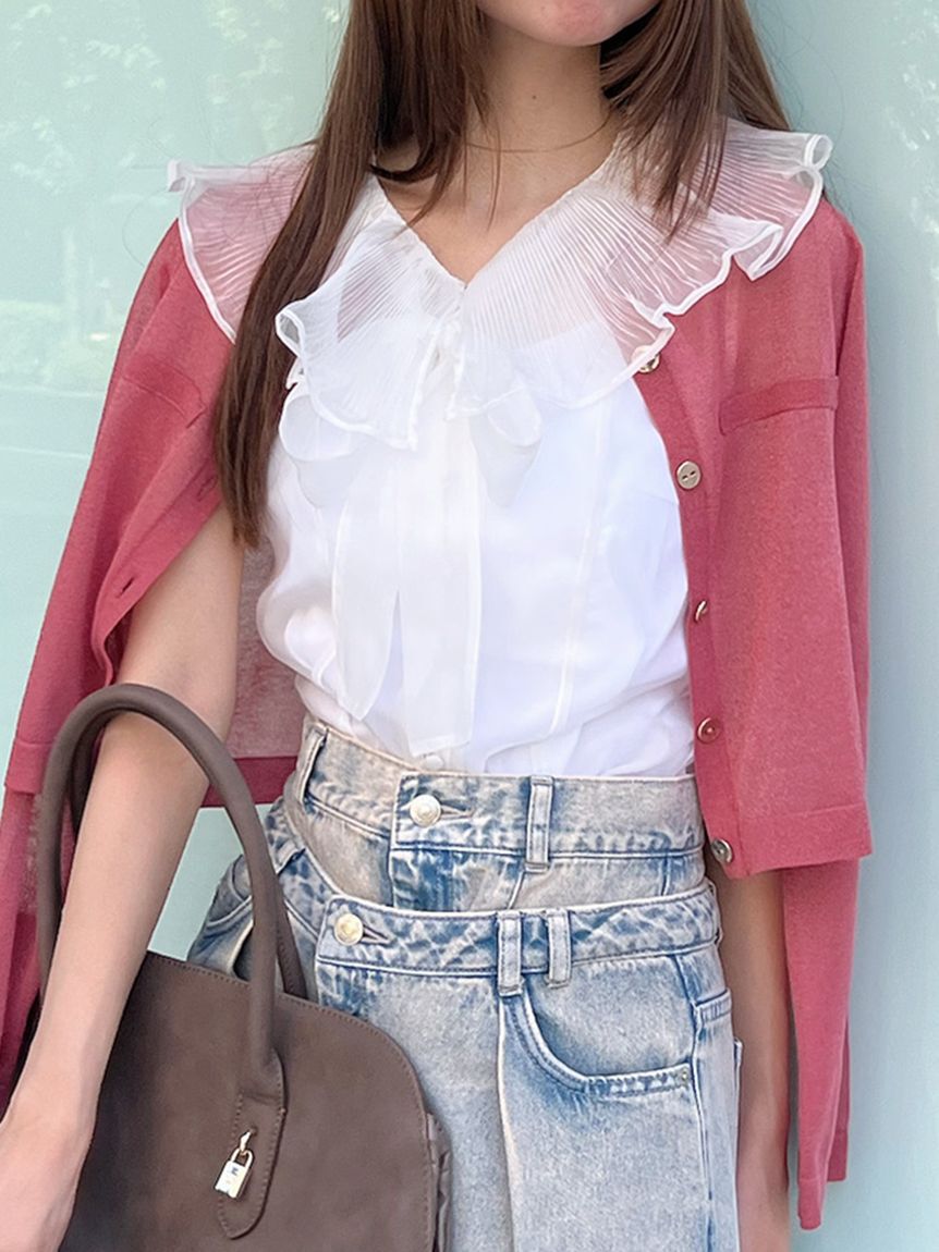 SNIDEL「Sustainableメタルボタンシアーカーディガン」|ニット・セーター|