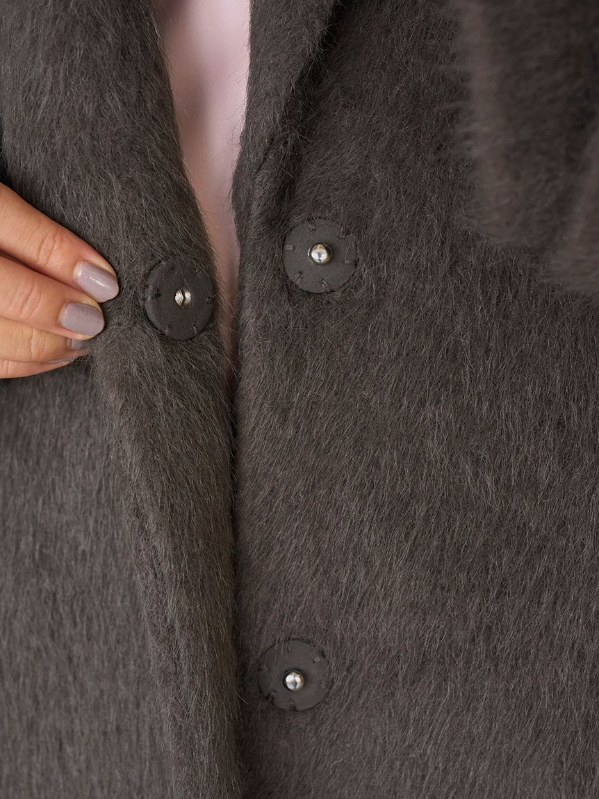 SNIDEL「ブローチ付きシャギーロングコート」|チェスターコート|