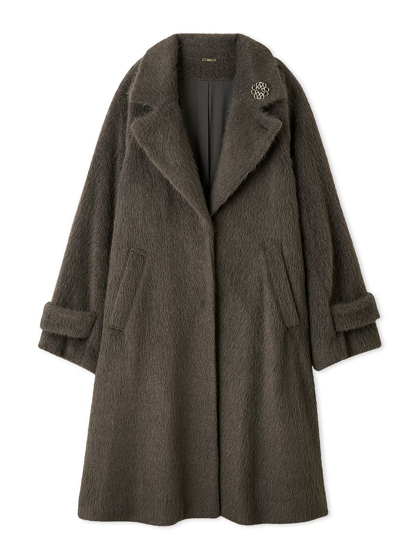 SNIDEL「ブローチ付きシャギーロングコート」|チェスターコート|