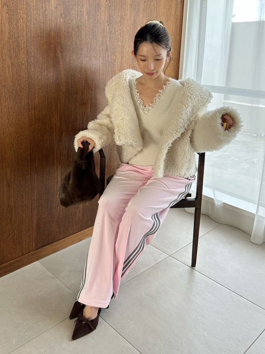 SNIDEL「フォックス衿レースプルオーバー」|ニット・セーター|