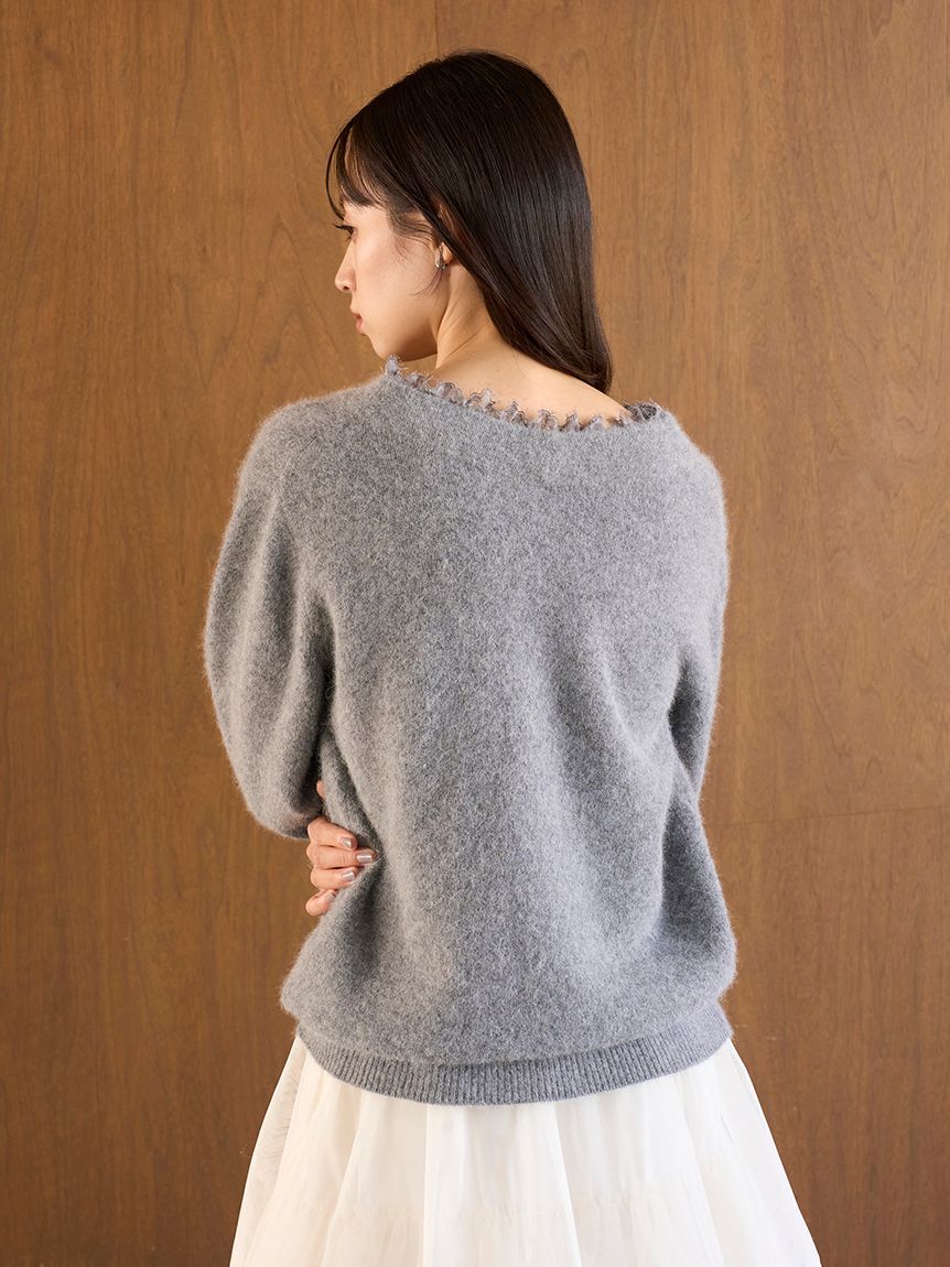 SNIDEL「フォックス衿レースプルオーバー」|ニット・セーター|