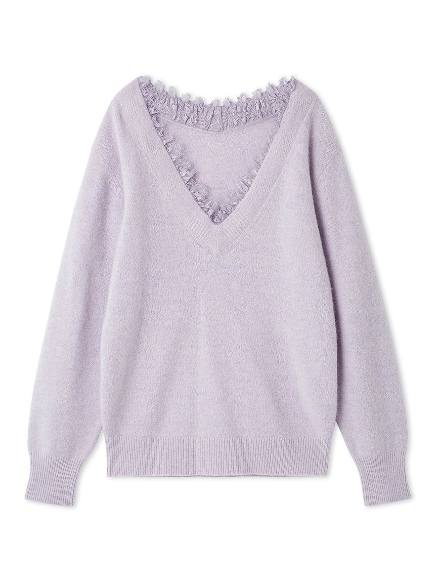 SNIDEL「フォックス衿レースプルオーバー」|ニット・セーター|LILAC