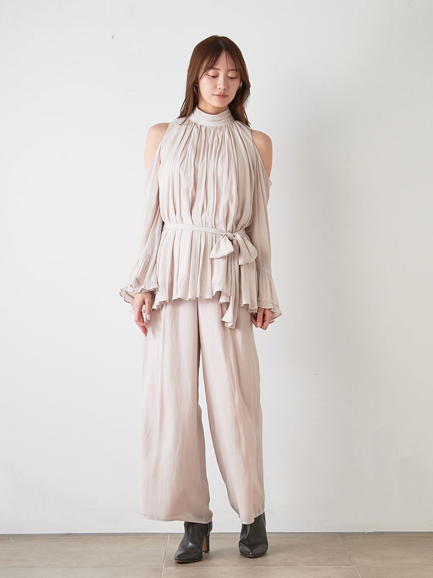 SNIDEL「コールドショルダーパンツセットアップ」|ワンピース|