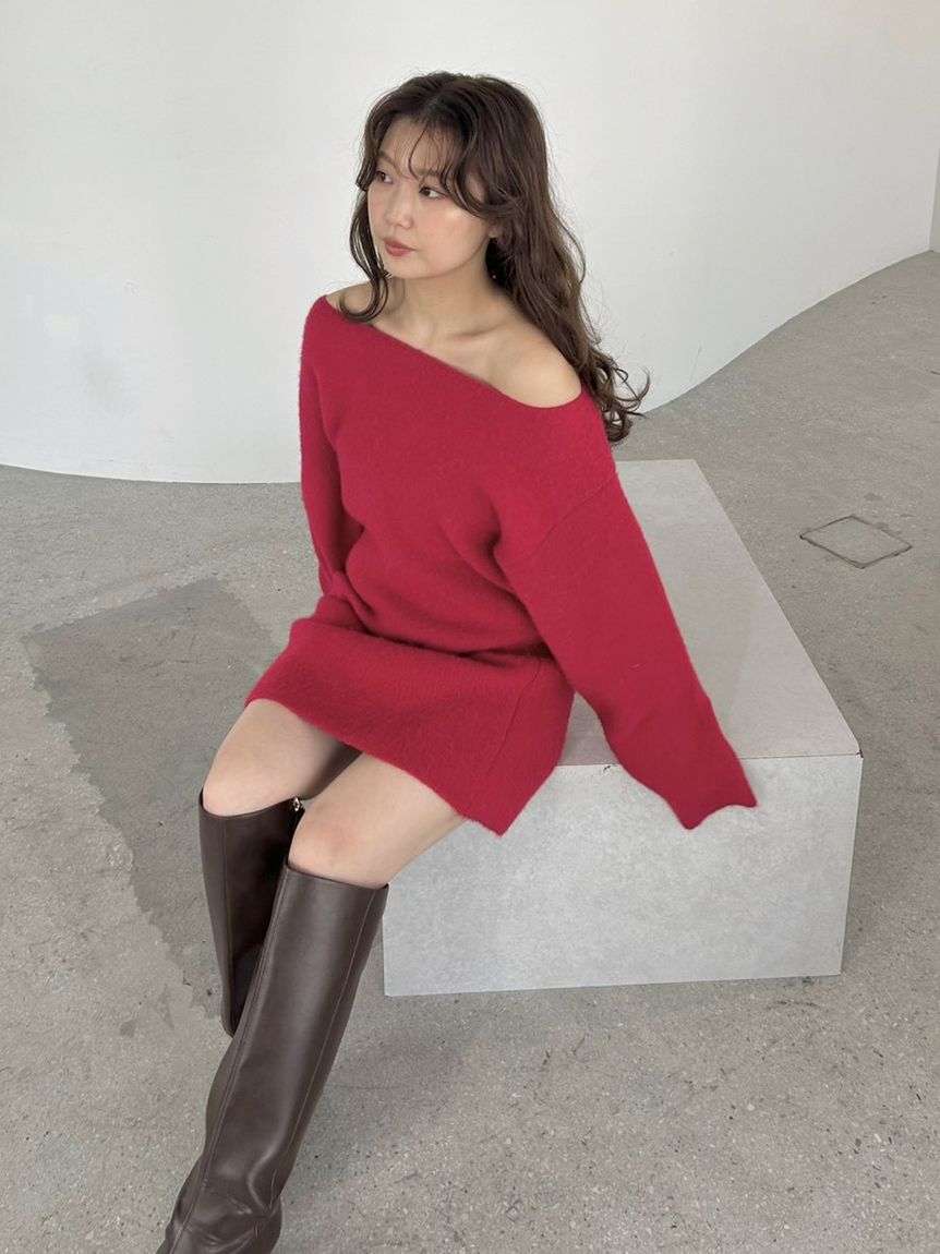 FRAY I.D「フォックスウールミニニットワンピース」|ワンピース|RED