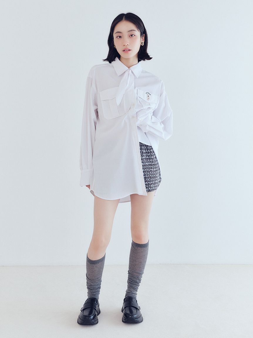 LILY BROWN「Lily Bearスカーフ付きオーバーシャツ」|シャツ・ブラウス|