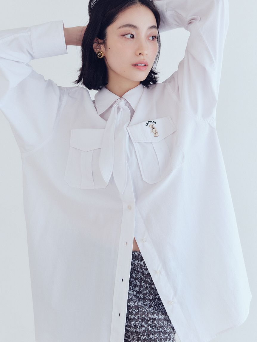 LILY BROWN「Lily Bearスカーフ付きオーバーシャツ」|シャツ・ブラウス|