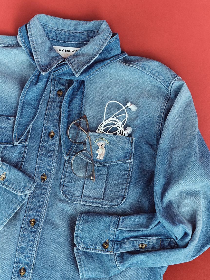 LILY BROWN「Lily Bearスカーフ付きオーバーシャツ」|シャツ・ブラウス|