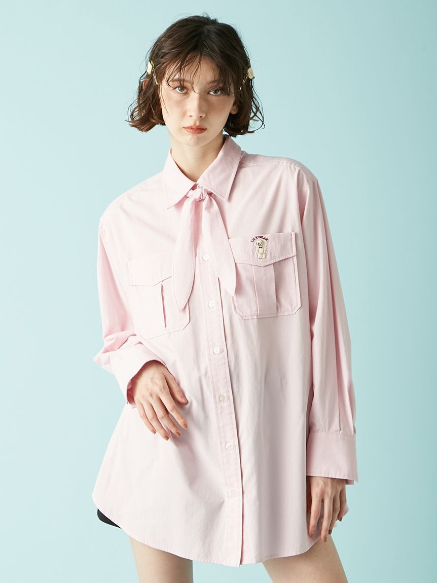 LILY BROWN「Lily Bearスカーフ付きオーバーシャツ」|シャツ・ブラウス|PNK