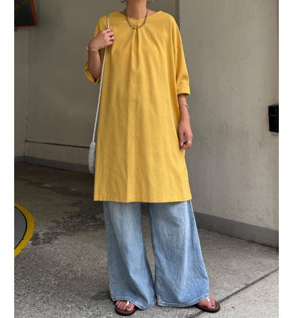 Lbc with Life「リネン混サックワンピース」|ワンピース|マスタード