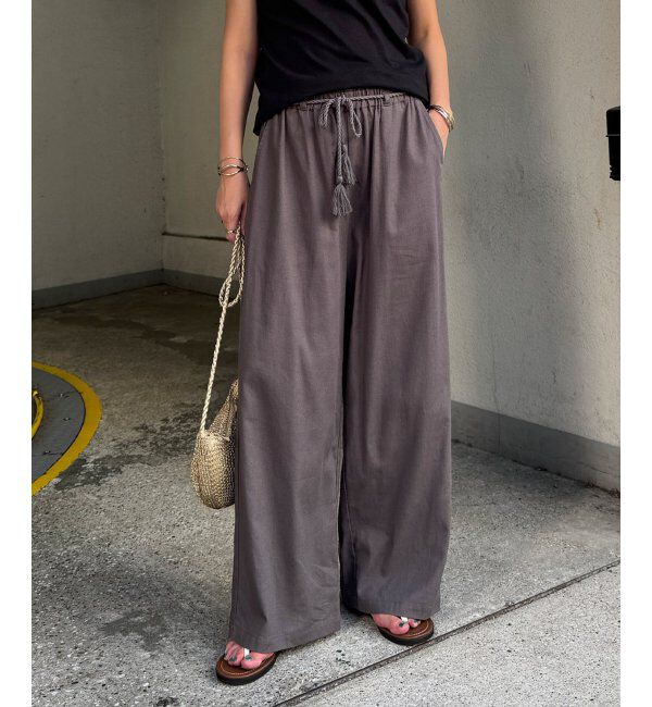 Lbc with Life「リネン混タッセルベルトイージーパンツ」|その他|グレー