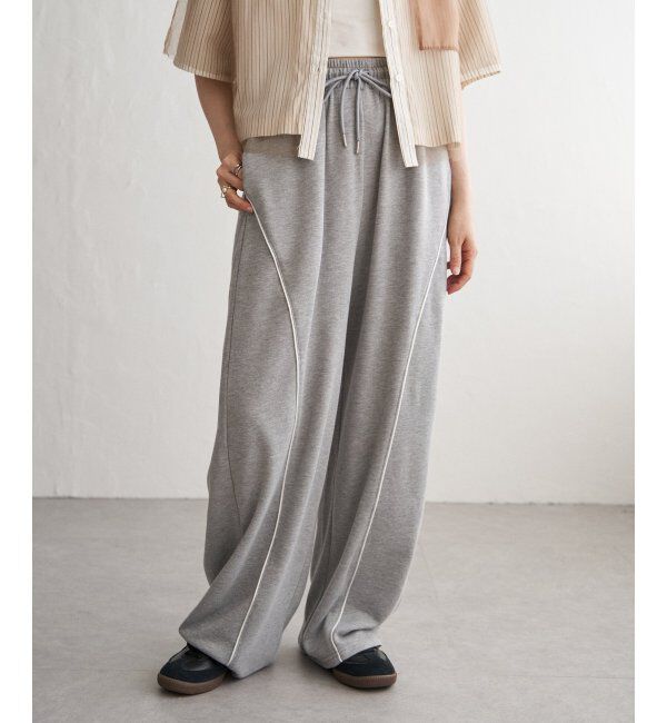 VENCE share style「ミニ裏毛ライン入りカーブパンツ」|その他|モクグレー