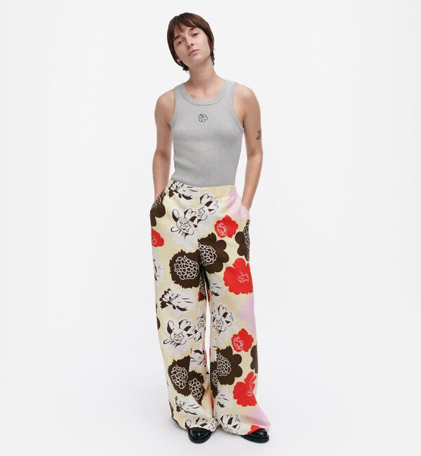 Marimekko「Muotti Pioni パンツ」|チノ|ﾍﾞｰｼﾞｭ&times;ﾚｯﾄﾞ&times;ﾗｲﾄﾋﾟﾝ