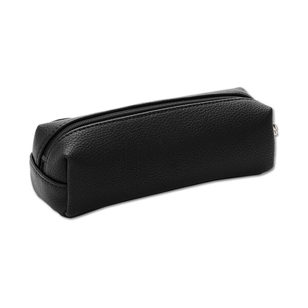  「マリークワント シュリンクデイジーパッチ スクエアペンケース ブラック 本体 (H5&times;W18.5&times;D6cm)」|コスメ雑貨|