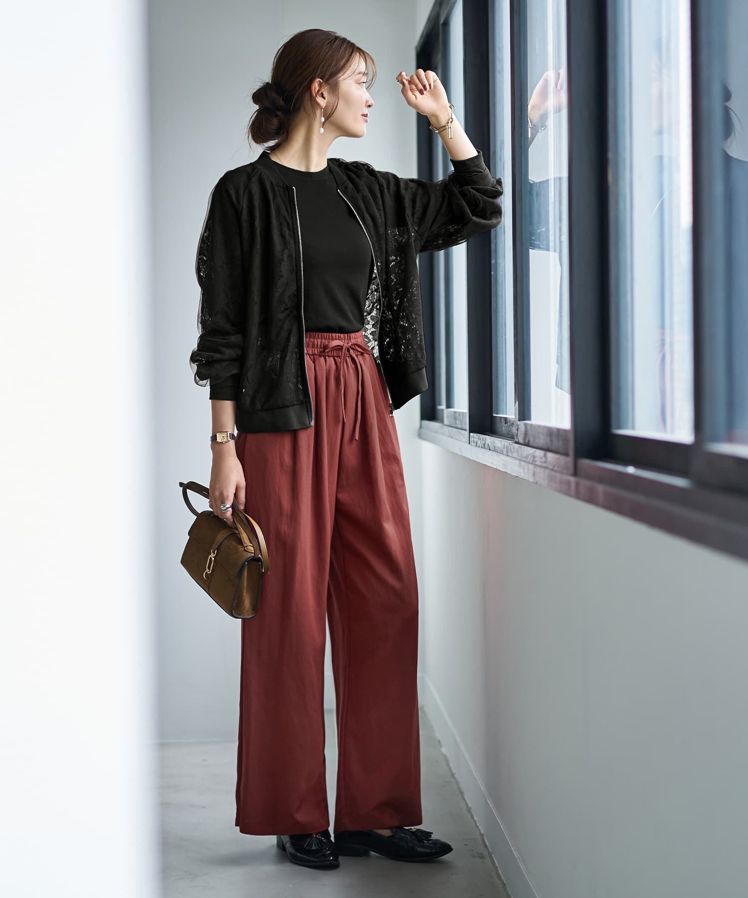 STYLE DELI「秋色シボ入りコットン混リラックスパンツ」|その他|