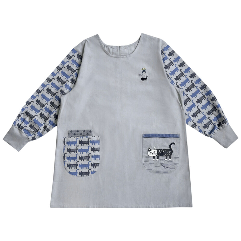 BACKYARD FAMILY「割烹着 保育士 通販 かっぽう着 リブ 割烹着おしゃれ スモック チュニック エプロン」|その他|グレー2