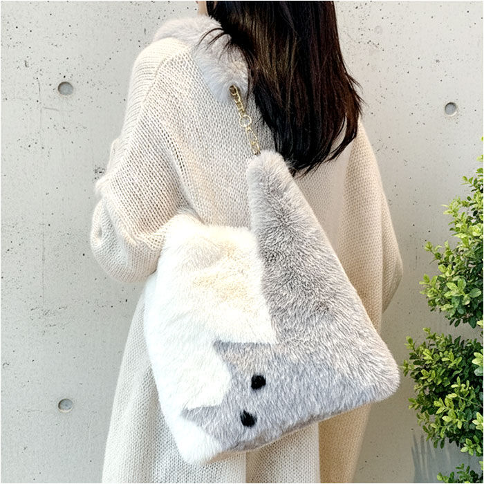 BACKYARD FAMILY「猫柄 バッグ ショルダー 通販 モコモコバッグ ファー もこもこバッグ 冬バッグ ショルダーバッグ」|ショルダー・メッセンジャー|