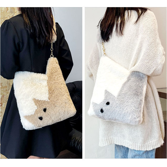 BACKYARD FAMILY「猫柄 バッグ ショルダー 通販 モコモコバッグ ファー もこもこバッグ 冬バッグ ショルダーバッグ」|ショルダー・メッセンジャー|