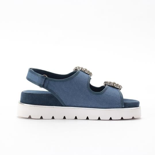 銀座かねまつ「OM250304CFUSHPBLU 【本革】ビジュースポーツサンダル」|サンダル|