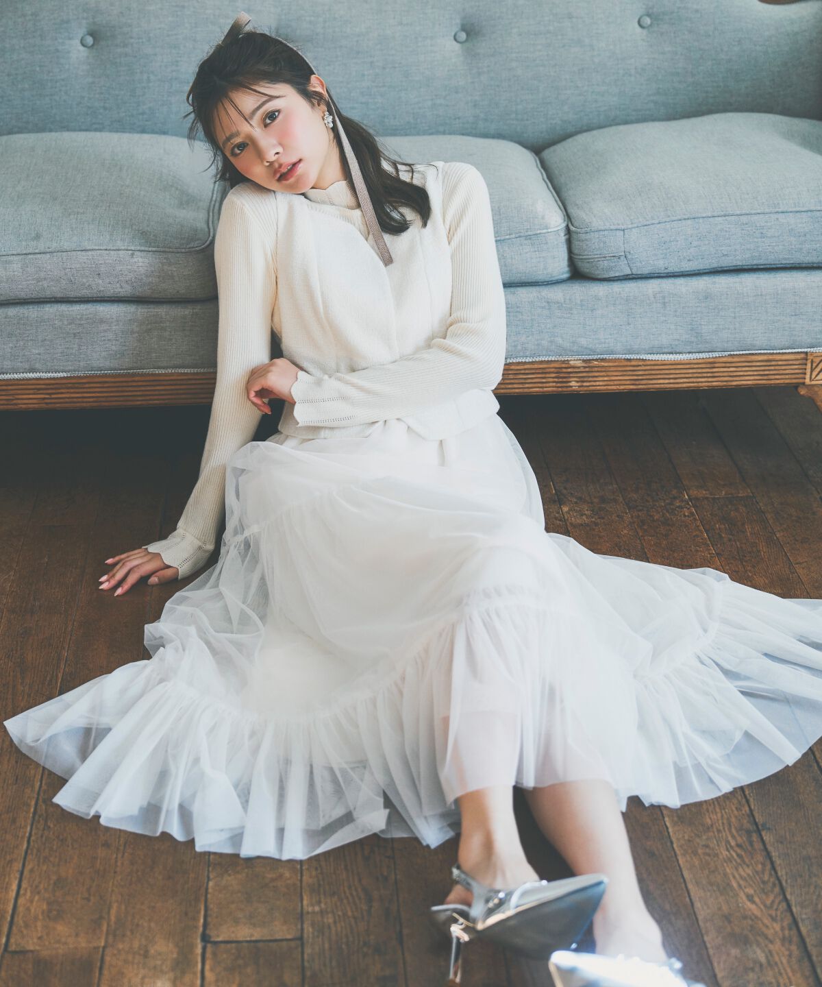 アンドクチュール「ツイード&times;チュールドッキングワンピース」|ワンピース|