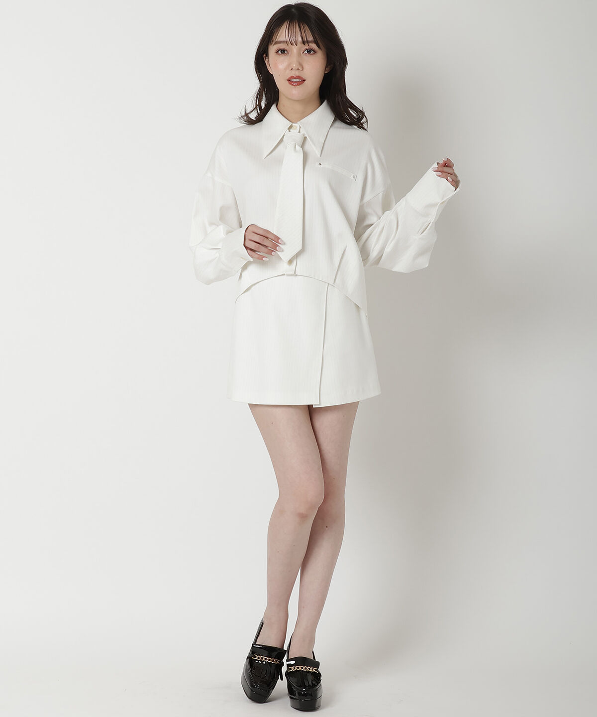 REDYAZEL「ラメストライプラップミニスカパン」|キュロット|