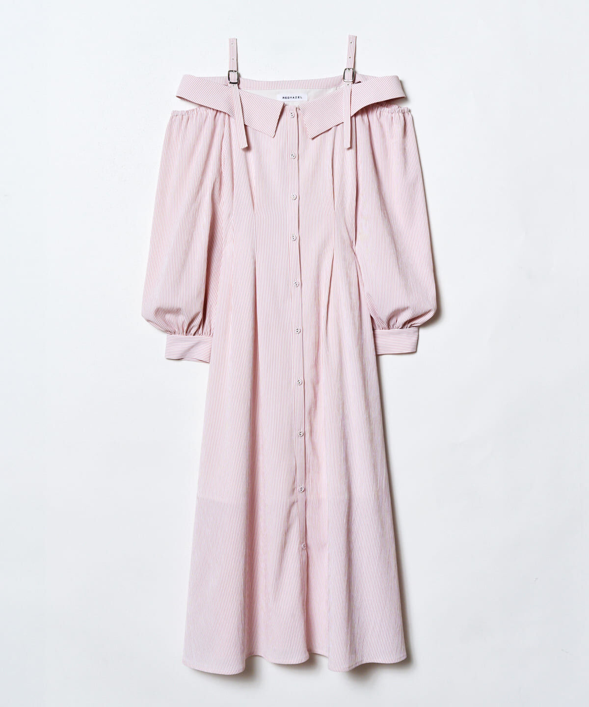 REDYAZEL「肩あきストライプシャツワンピース」|ワンピース|