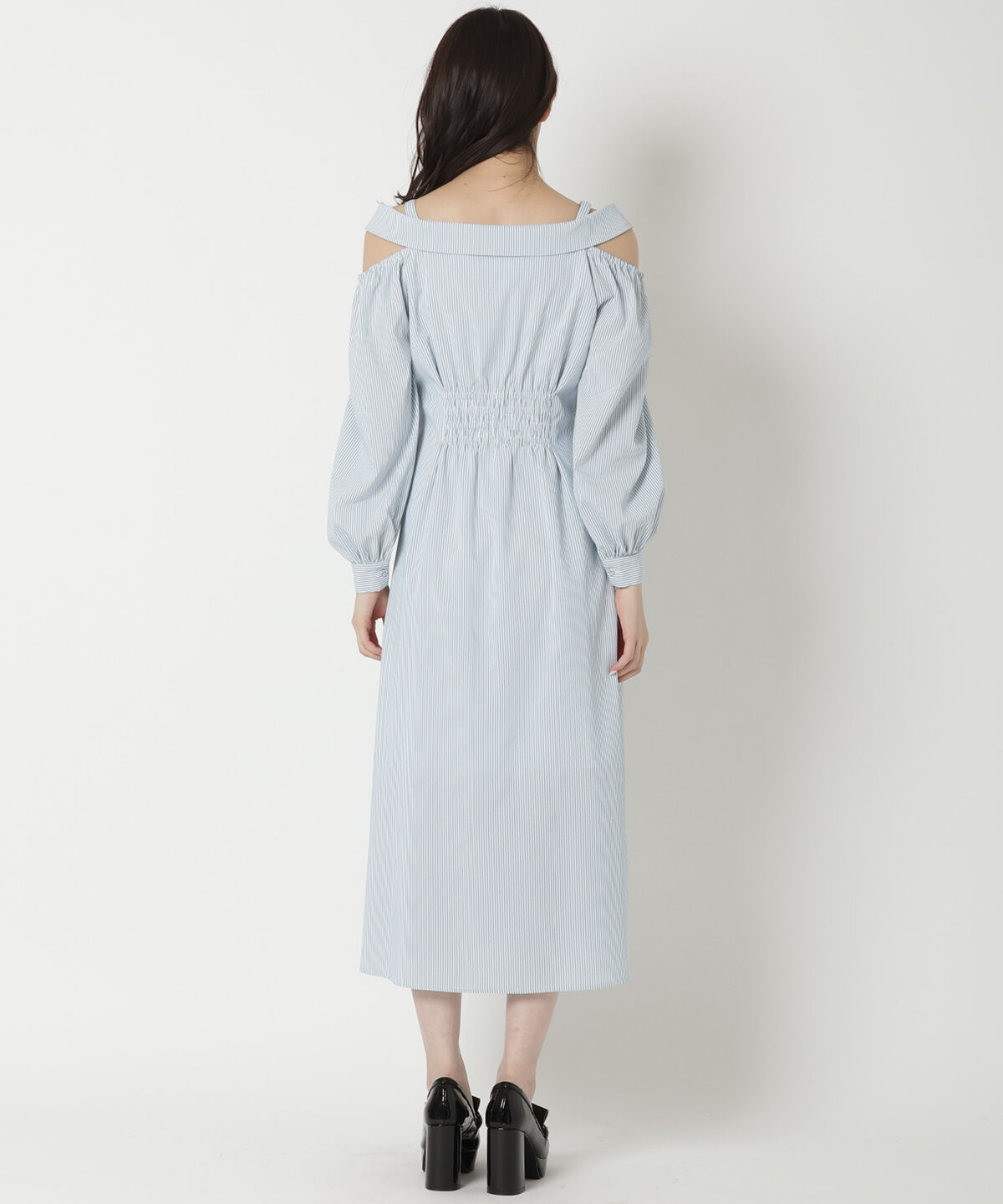 REDYAZEL「肩あきストライプシャツワンピース」|ワンピース|
