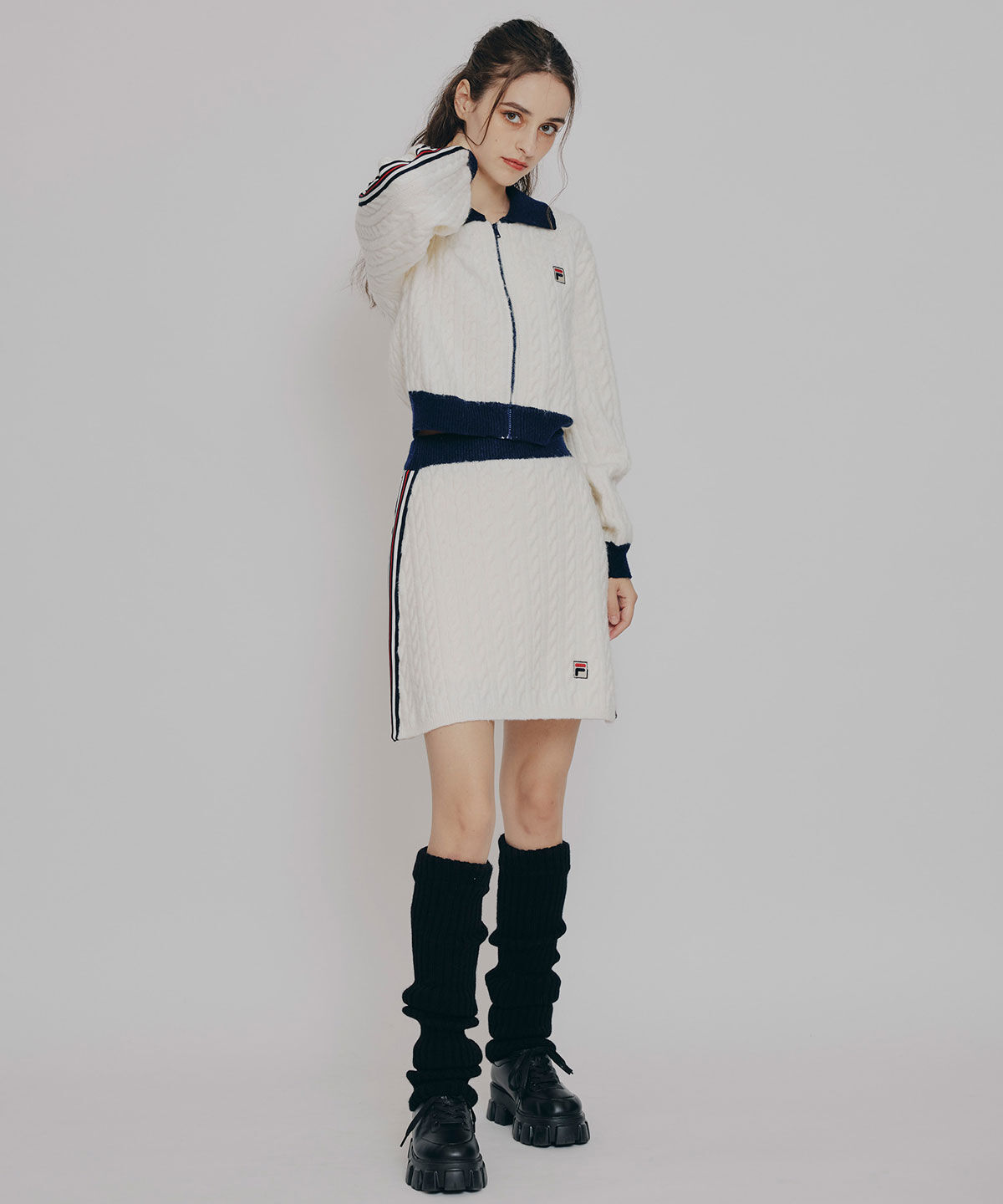 REDYAZEL「[FILA&times;REDYAZEL]ｹｰﾌﾞﾙﾆｯﾄﾄﾘｺﾛｰﾙﾗｲﾝｼﾞｬｹｯﾄ&times;ﾀｲﾄﾐ 」|ワンピース|