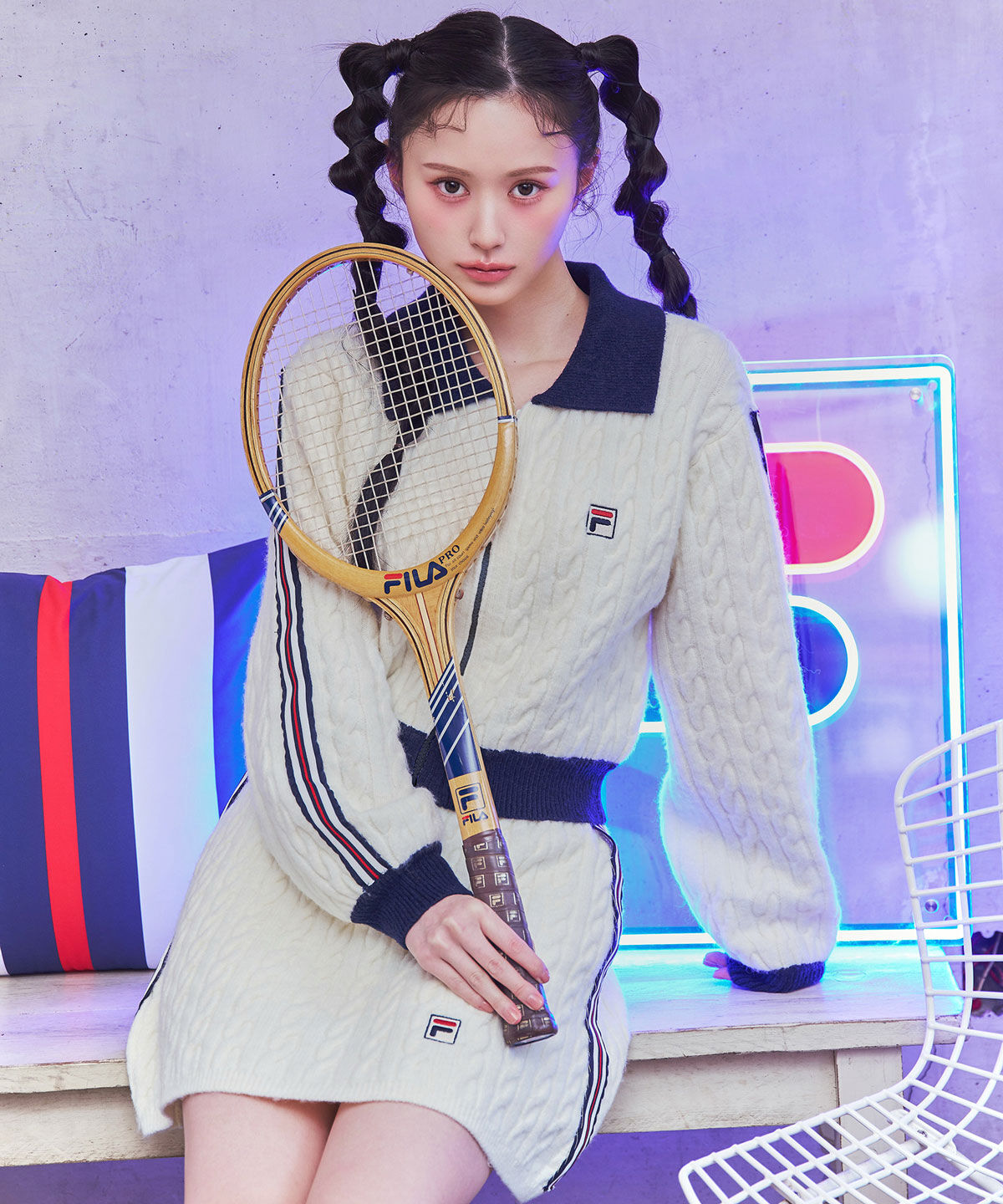 REDYAZEL「[FILA&times;REDYAZEL]ｹｰﾌﾞﾙﾆｯﾄﾄﾘｺﾛｰﾙﾗｲﾝｼﾞｬｹｯﾄ&times;ﾀｲﾄﾐ 」|ワンピース|