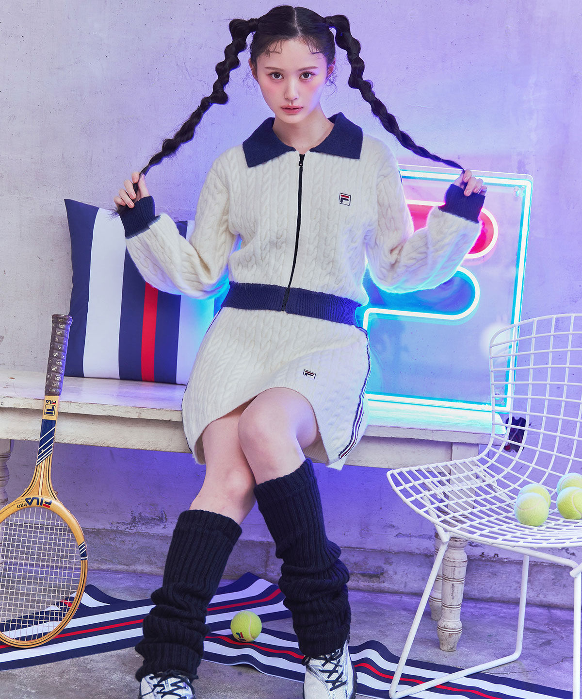 REDYAZEL「[FILA&times;REDYAZEL]ｹｰﾌﾞﾙﾆｯﾄﾄﾘｺﾛｰﾙﾗｲﾝｼﾞｬｹｯﾄ&times;ﾀｲﾄﾐ 」|ワンピース|