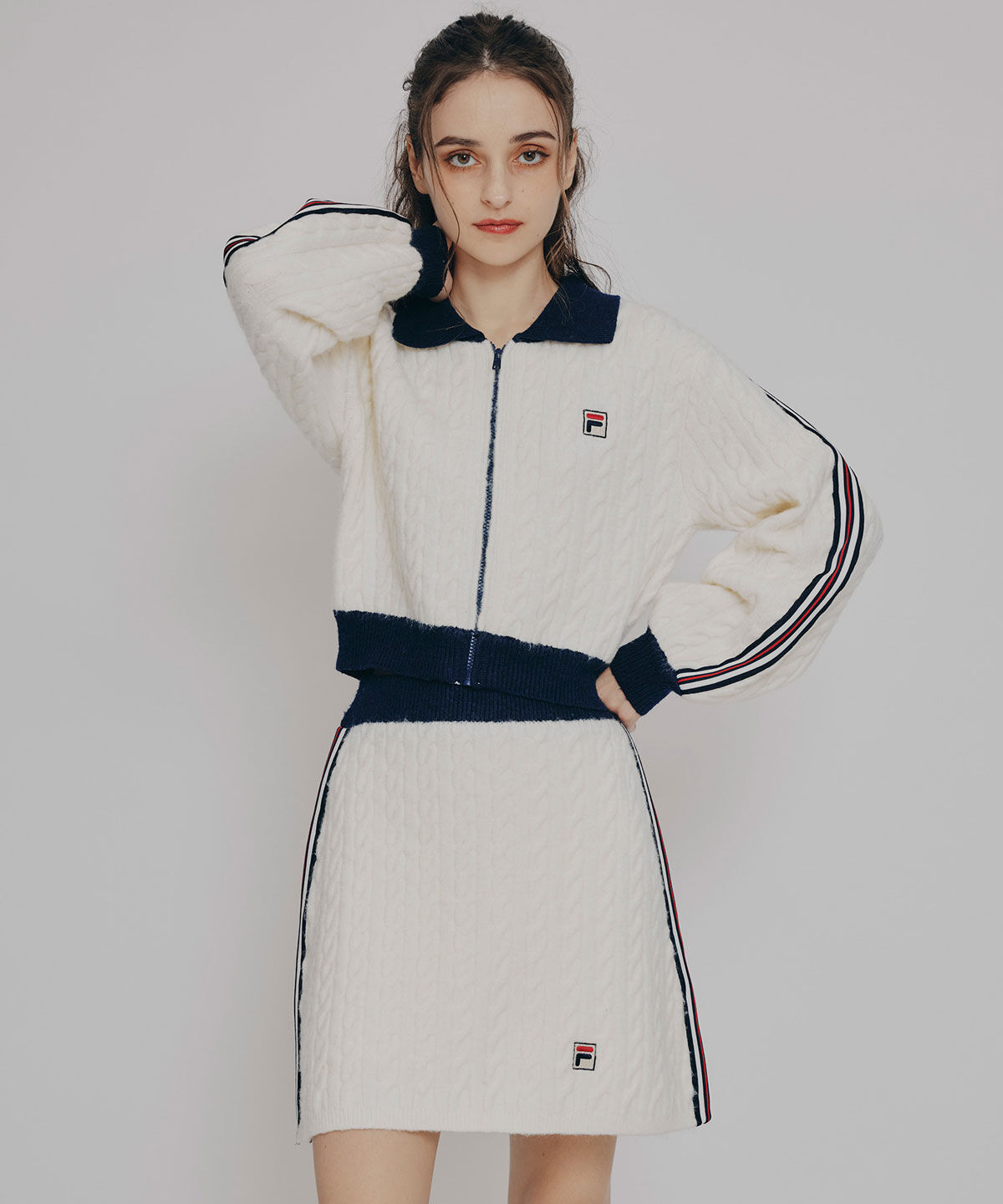 REDYAZEL「[FILA&times;REDYAZEL]ｹｰﾌﾞﾙﾆｯﾄﾄﾘｺﾛｰﾙﾗｲﾝｼﾞｬｹｯﾄ&times;ﾀｲﾄﾐ 」|ワンピース|