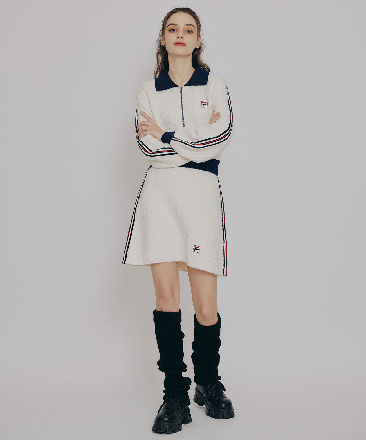 REDYAZEL「[FILA&times;REDYAZEL]ｹｰﾌﾞﾙﾆｯﾄﾄﾘｺﾛｰﾙﾗｲﾝｼﾞｬｹｯﾄ&times;ﾀｲﾄﾐ 」|ワンピース|