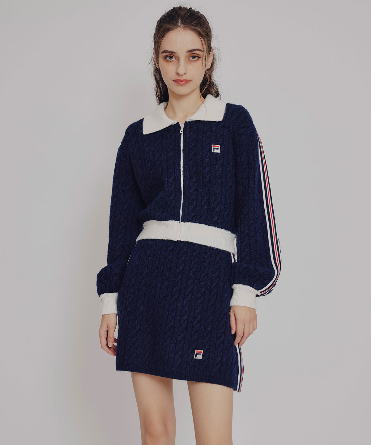 REDYAZEL「[FILA&times;REDYAZEL]ｹｰﾌﾞﾙﾆｯﾄﾄﾘｺﾛｰﾙﾗｲﾝｼﾞｬｹｯﾄ&times;ﾀｲﾄﾐ 」|ワンピース|