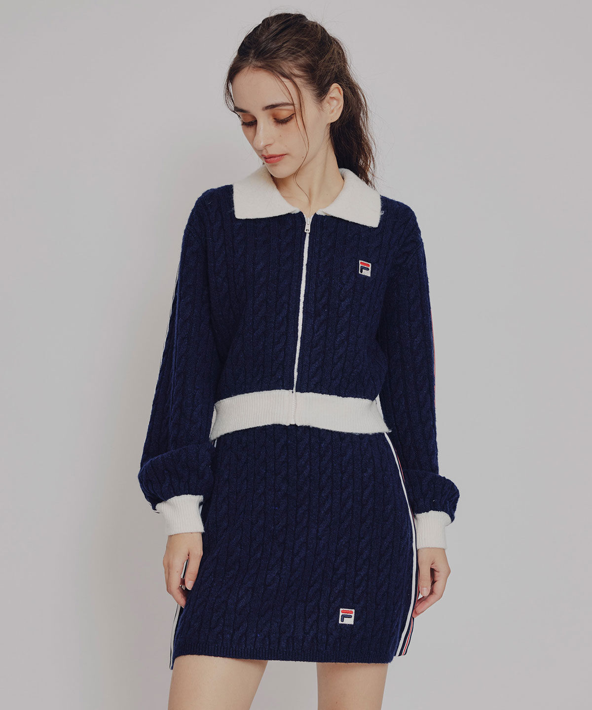 REDYAZEL「[FILA&times;REDYAZEL]ｹｰﾌﾞﾙﾆｯﾄﾄﾘｺﾛｰﾙﾗｲﾝｼﾞｬｹｯﾄ&times;ﾀｲﾄﾐ 」|ワンピース|