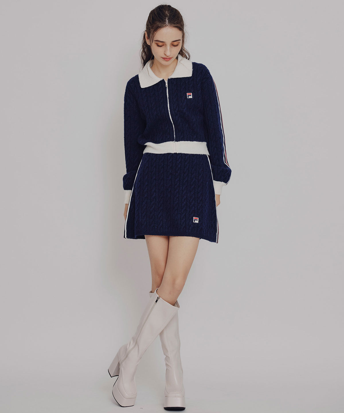 REDYAZEL「[FILA&times;REDYAZEL]ｹｰﾌﾞﾙﾆｯﾄﾄﾘｺﾛｰﾙﾗｲﾝｼﾞｬｹｯﾄ&times;ﾀｲﾄﾐ 」|ワンピース|