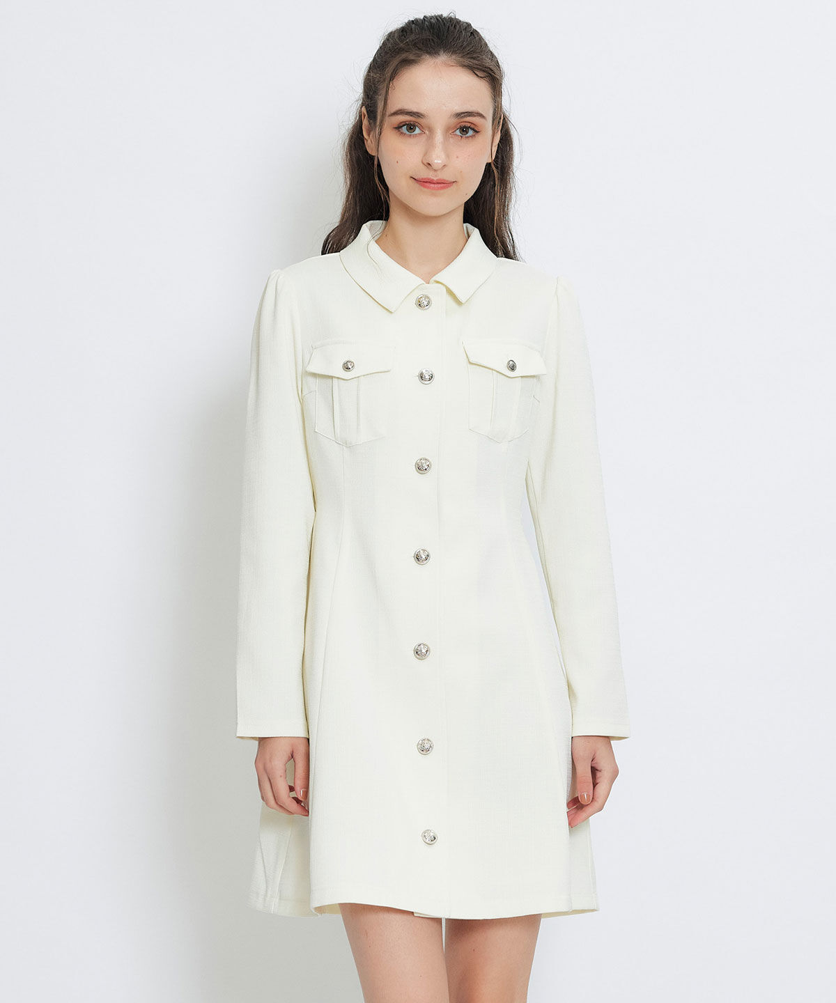 REDYAZEL「スプリングツイードシャツミニフレアワンピース」|ワンピース|