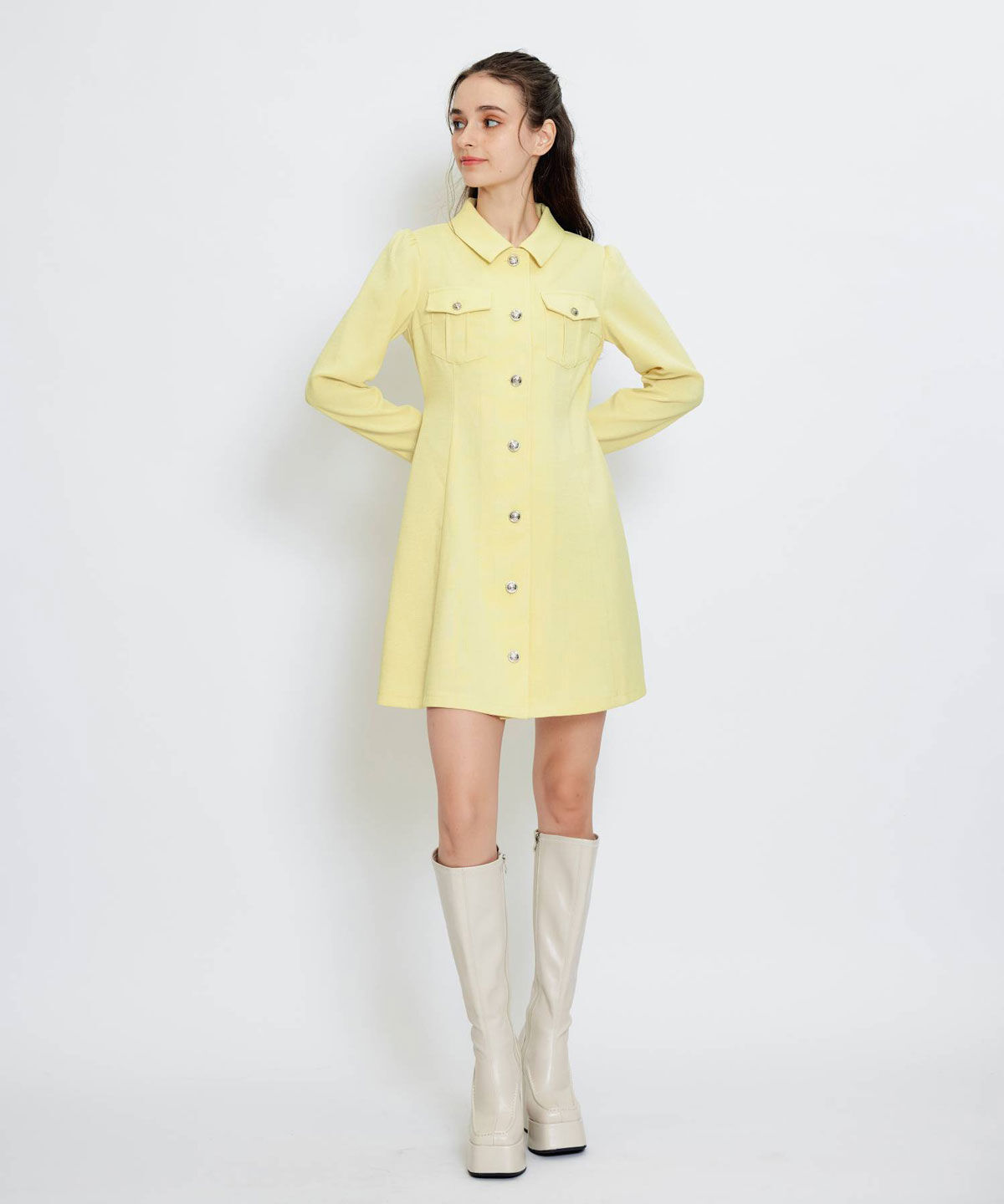 REDYAZEL「スプリングツイードシャツミニフレアワンピース」|ワンピース|