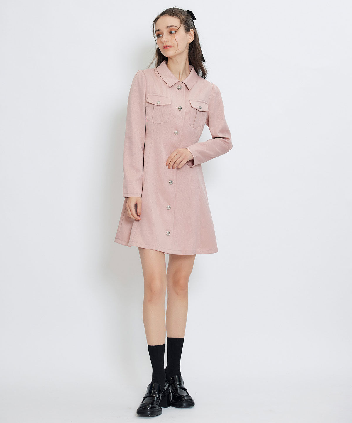 REDYAZEL「スプリングツイードシャツミニフレアワンピース」|ワンピース|