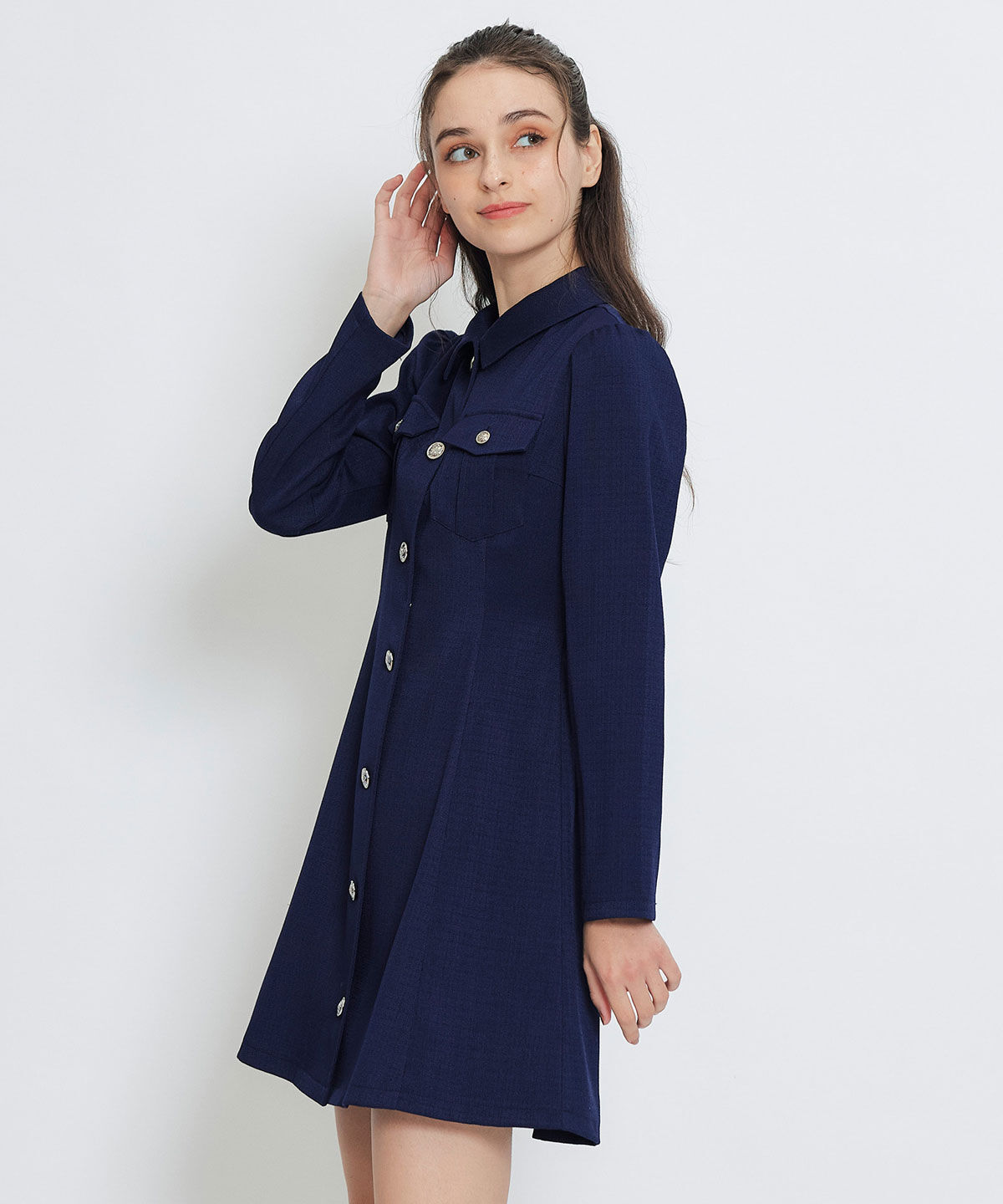 REDYAZEL「スプリングツイードシャツミニフレアワンピース」|ワンピース|