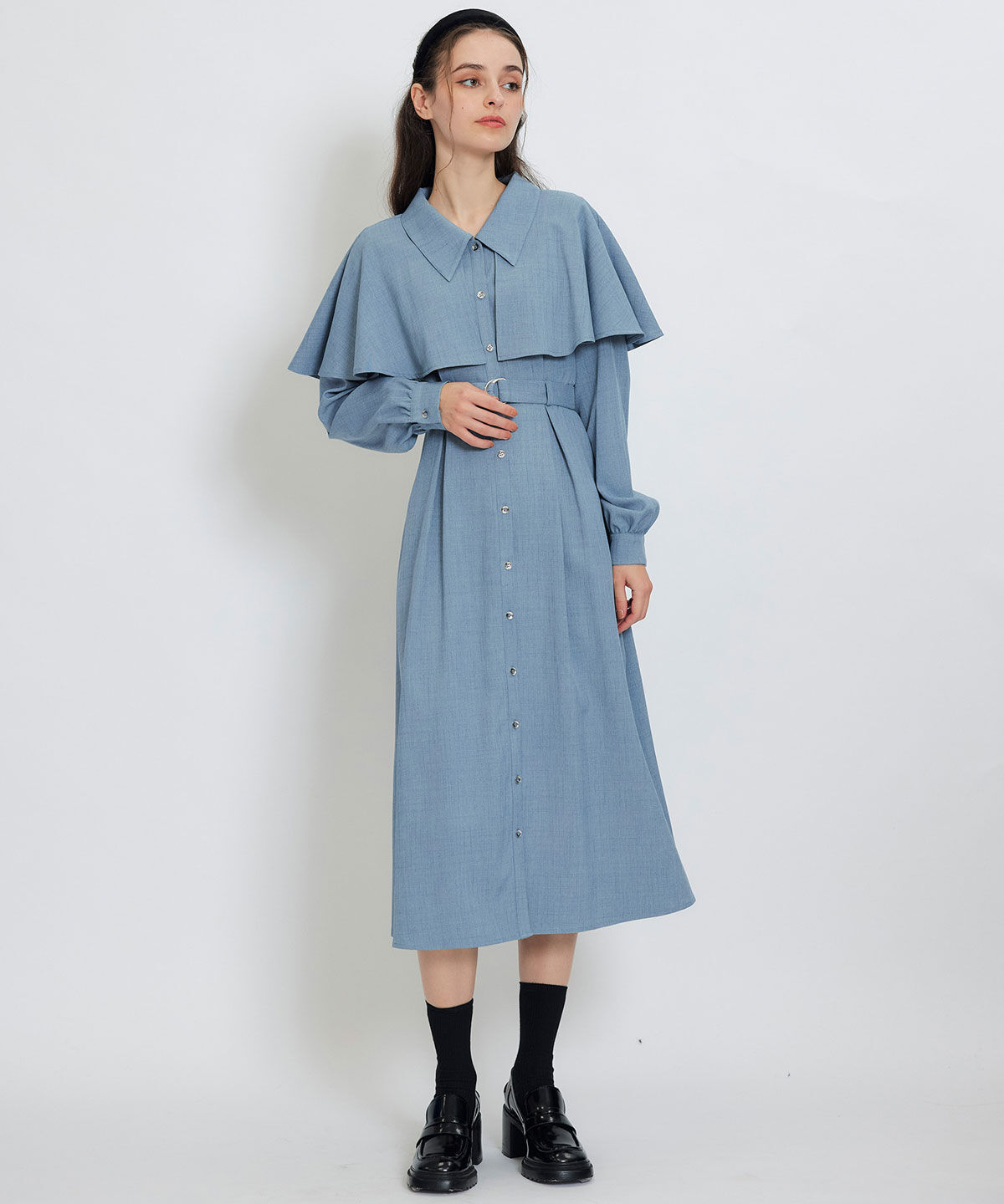 REDYAZEL「ケープライクロングフレアワンピース」|ワンピース|