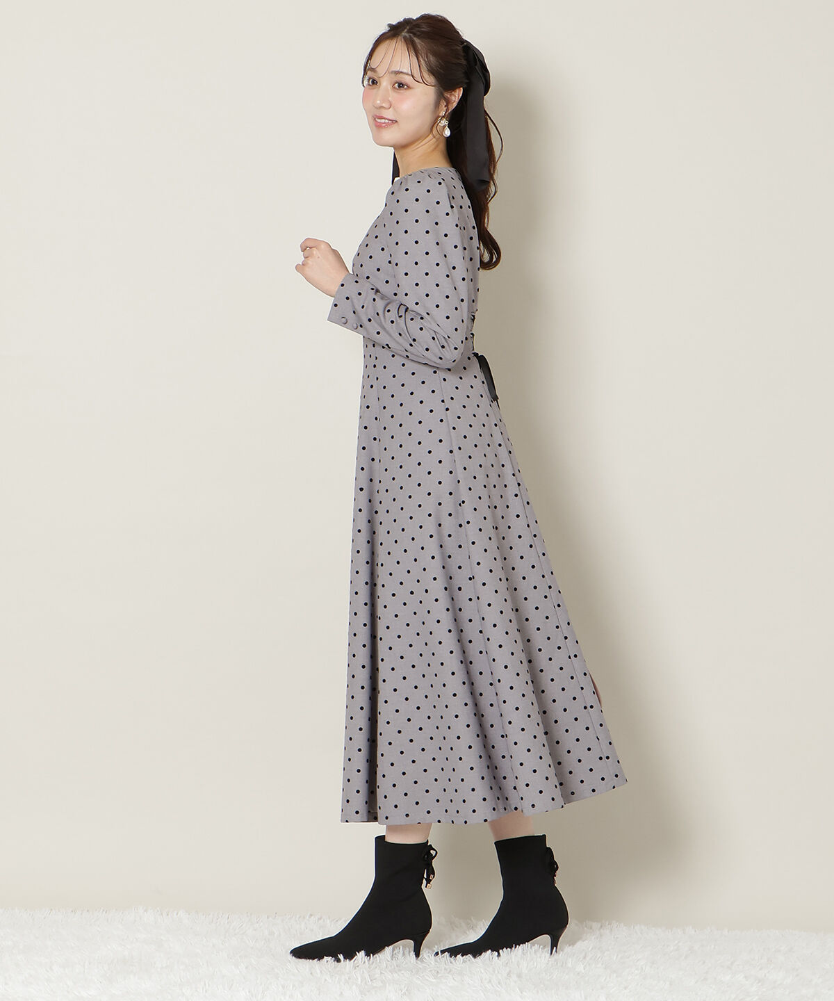 WILLSELECTION「ドットフロッキーフレアワンピース」|ワンピース|