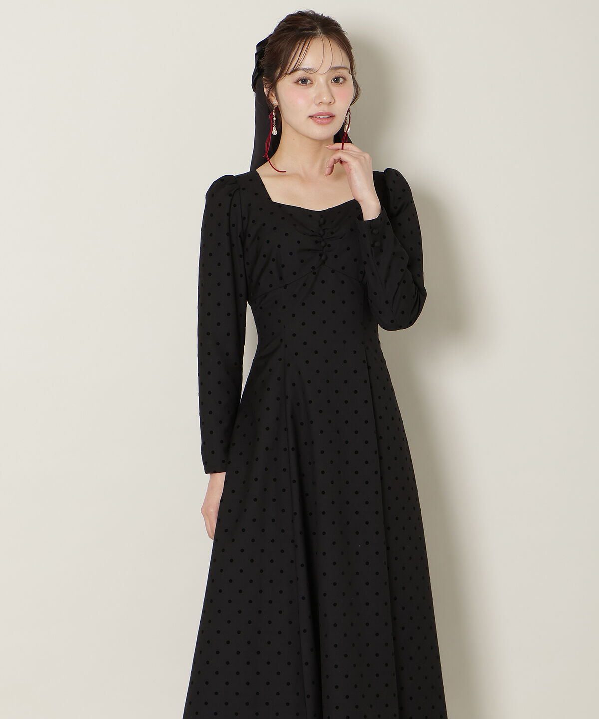 WILLSELECTION「ドットフロッキーフレアワンピース」|ワンピース|