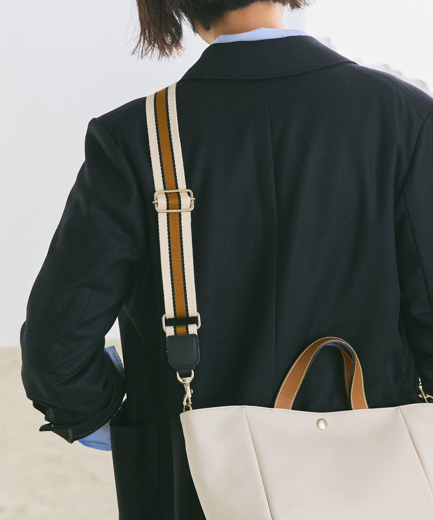 TOPKAPI BREATH「【雑誌掲載】【Breath TOPKAPI】 アクリル ストライプ ショルダーベルト 38㎜」|その他|キャメル