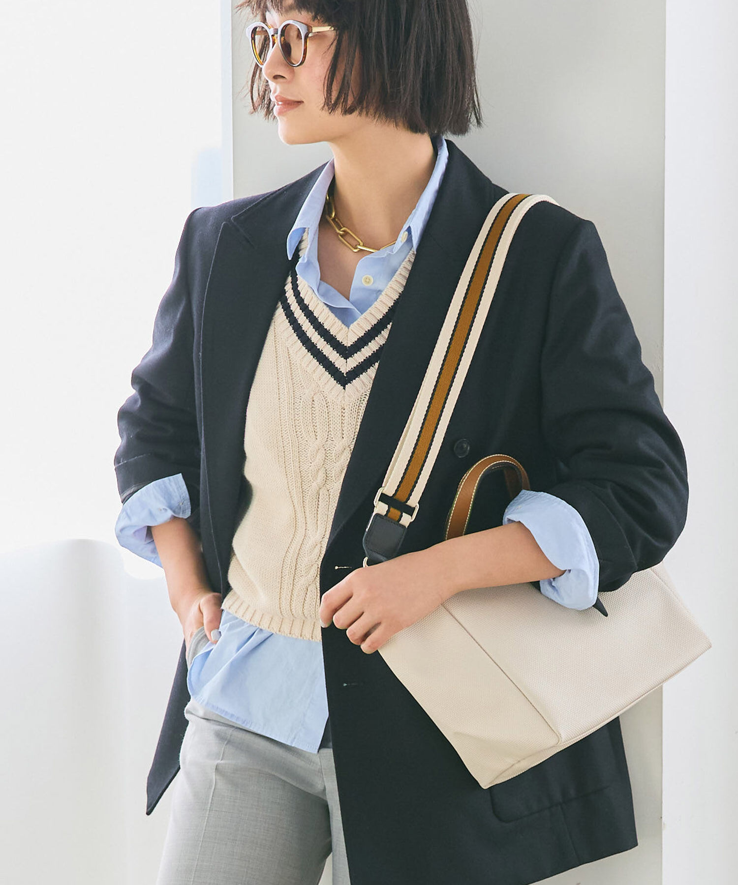 TOPKAPI BREATH「【雑誌掲載】【Breath TOPKAPI】 アクリル ストライプ ショルダーベルト 38㎜」|その他|